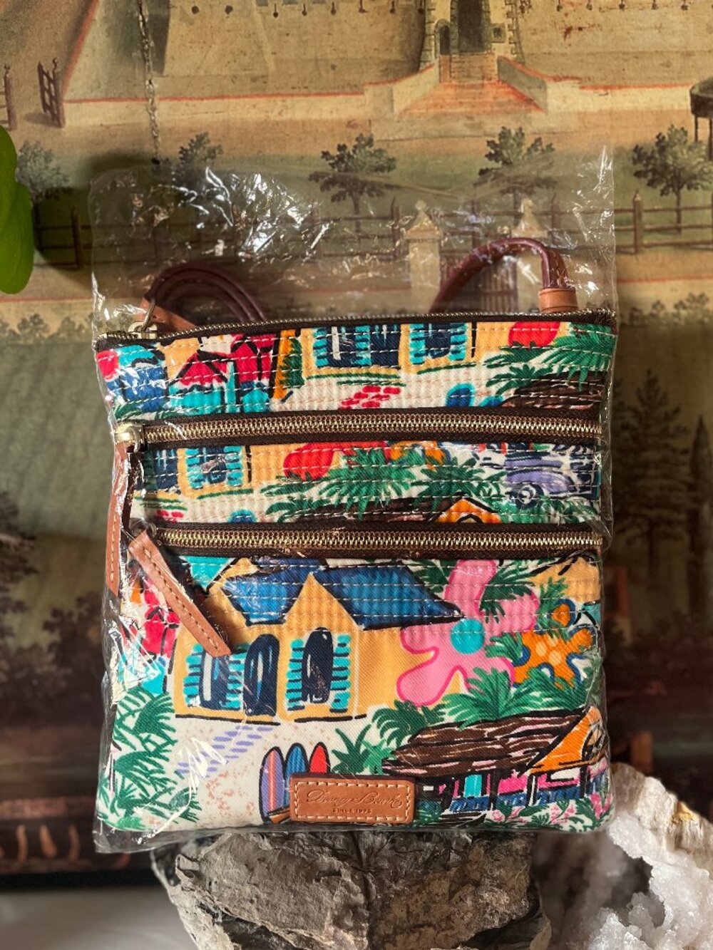 Dooney & Bourke Retired Sandbar Rainbow Triple Zip Crossbody Bag